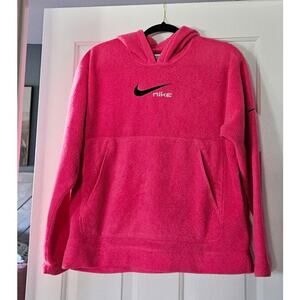 Women's Nike Hooded Fleece Pink  Black Swish Size S 4-6 Kangaroo Pocket